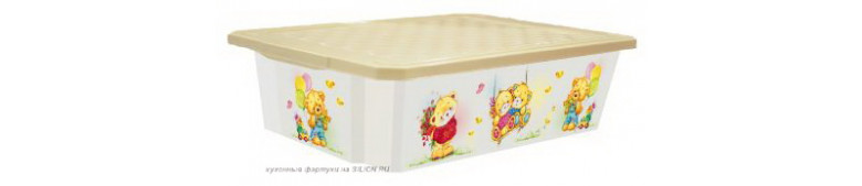 Детский ящик для хранения игрушек "X-BOX" Bears 30 л на колесах.